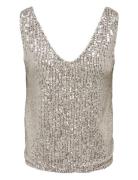 ONLY Onlana S/L V-Neck Sequins Top Jrs Guld