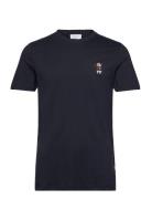 Lindbergh Christmas Embroidery Tee S/S Marinblå