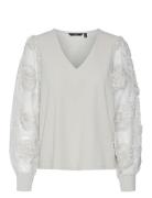 Vero Moda Vmemmaly Ls V- Neck 2-Way Top Jrs Ga Kräm