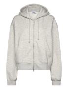 Weekday Boxy Zip Hoodie Grå