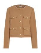 Tommy Hilfiger Crop Wool Gold Button Jacket Beige