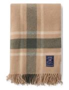 Lexington Home Frame Checked Recycled Wool Throw Beige