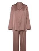 Lindex Pyjama Long Sleeve Satin Brun