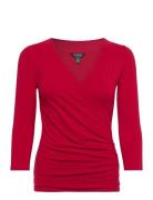 Lauren Ralph Lauren Surplice Jersey Top Röd