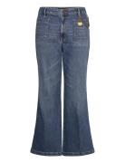 Lauren Women Chain-Trim High-Rise Flare Jean Blå