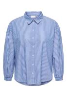 ONLY Carmakoma Cararja L/S Stripe Shirt Wvn Blå