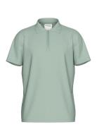 Selected Homme Slhfave Zip Ss Polo Noos Grön