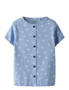 Name It Nmfvemia Aop Ss Slim Top Blå
