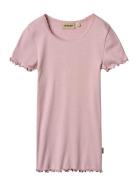 Wheat Rib T-Shirt Lace Ss Rosa