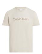 Calvin Klein Textured Embroidery Logo T-Shirt Kräm