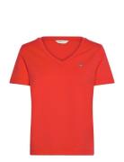 GANT Reg Shield Ss V-Neck T-Shirt Röd