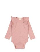 Petit Piao Body L/S Frill Modal Dot Rosa