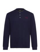 Polo Ralph Lauren Waffle-Knit Henley Sleep Shirt Marinblå