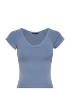 Tommy Jeans Tjw Slim Vneck Gmd Rib Ss Blå