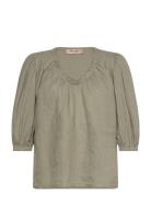 MOS MOSH Mmtaissa Linen Blouse Khaki Green
