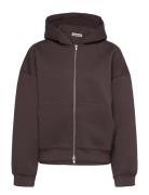 Weekday Over D Scuba Zip-Hoodie Brun