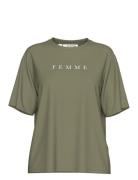 Selected Femme Slfvilja Ss Printed Tee W Khaki Green
