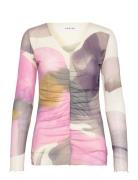 Coster Copenhagen Mesh Top In Liqued Flower Print Rosa