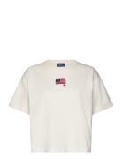 Polo Ralph Lauren Flag Cotton Jersey Cropped Tee Vit