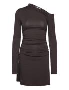 Weekday Gathered Mini Long Sleeve Dress Brun