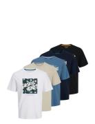 Jack & J S Jjhawaii Shape Tee Ss Crew Neck 5Pk Mp Multi/patterned