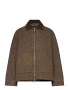 Monki Padded Cotton Canvas Jacket Brun