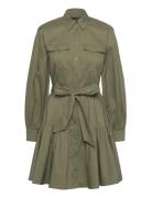 Lauren Ralph Lauren Belted Cotton-Blend Shirtdress Khaki Green