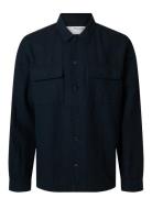 Selected Homme Slh-Leroy Linen Blend Overshirt Ls Noos Marinblå