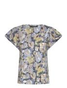 Lauren Ralph Lauren Floral Slub Jersey Flutter-Sleeve Top Multi/patter...