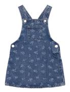 Mango Printed Denim Pinafore Blå