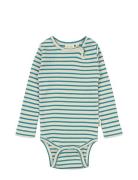Petit Piao Body L/S Modal Striped Grön