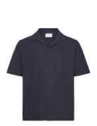 Mango Structured Knitted Shirt Marinblå