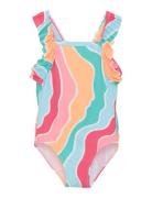 Color Kids Swimsuit W. Frills, Aop Multi/patterned