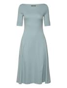 Lauren Ralph Lauren Stretch Cotton Midi Dress Blå