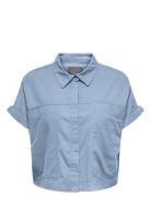 ONLY Carmakoma Carcaro S/S Linen Bl Boxy Shirt Blå