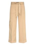 Lauren Ralph Lauren Pleated Cotton Twill Wide-Leg Cargo Pant Beige