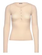 Weekday Sheer Rib Long Sleeve Henley Top Kräm