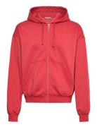 Weekday Boxy Midweight Zip Hoodie Röd