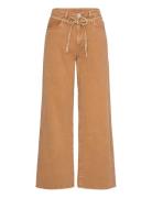 Monki Loose Tie Waist Twill Trousers Brun