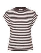 Mango Striped Short-Sleeved T-Shirt Brun