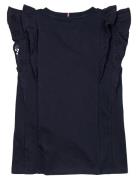 Tommy Hilfiger Broderie Anglaise Knit Top Ss Marinblå