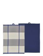 Södahl Tea Towel Blocks 2 Pcs Marinblå