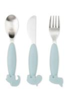 D By Deer Easy-Grip Cutlery Set Deer Friends Blue Blå