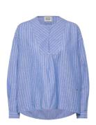 Scotch & Soda Cotton Linen Bib Shirt Blå