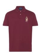 Polo Ralph Lauren Custom Slim Fit Bear Mesh Polo Shirt Burgundy