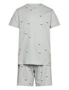 Lindex Pyjama Tee Shorts Vehicle Boat Blå