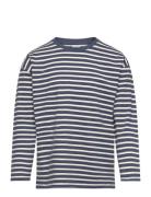 Lindex Top Ls Essentials Stripe Marinblå