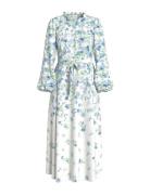 Vila Vielma O-Neck L/S Long Midi Dress/Ln Vit
