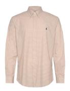Polo Ralph Lauren Custom Fit Gingham Stretch Poplin Shirt Beige