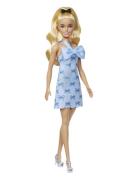 Barbie Fashionistas Doll #237 In Blue Bow Halter Dress, Blonde Ponytai...